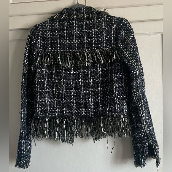 Bershka Tweed Jacket With Frayed Hem. Pre-Owned. - Picture 6 of 7